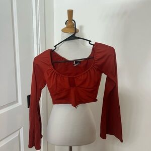 WINDSOR Red Orange Flared Sleeve Crop Top Size XS